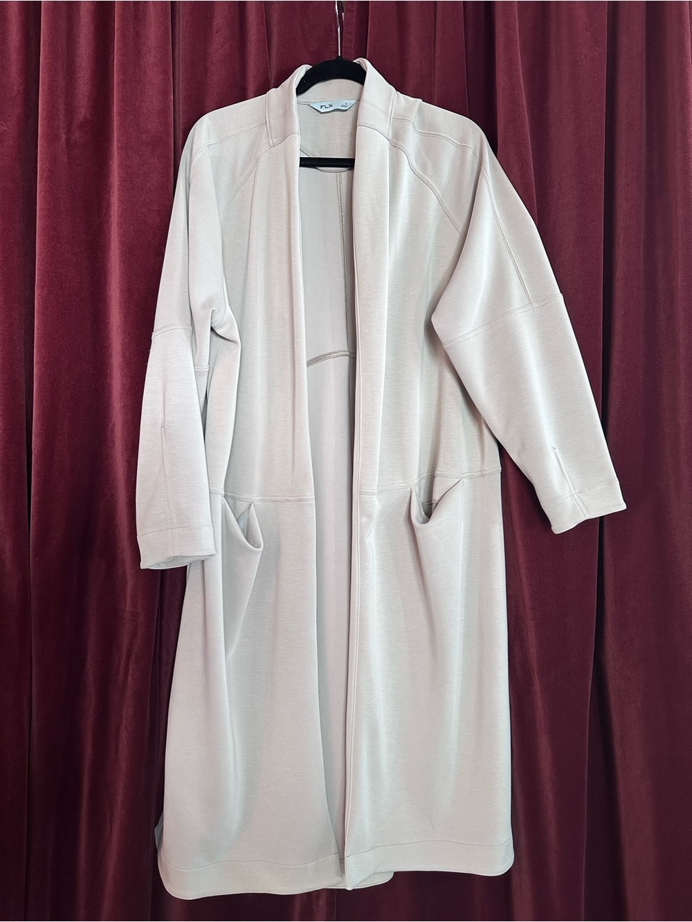 Light Cream Open-Front Duster Cardigan Hoodie